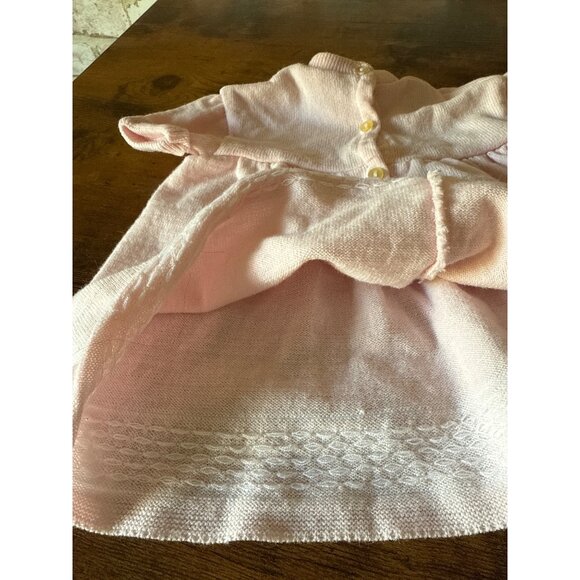 Vintage Baby Girl Doll Knit Dress With Buttons & Bow Pink - Picture 4 of 14
